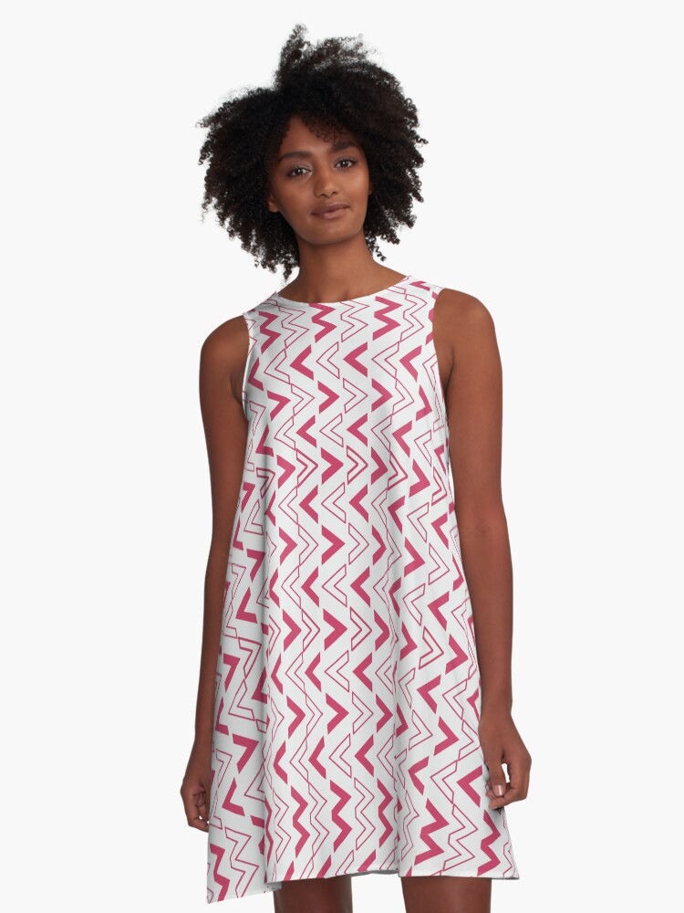 Thumbnail 1 of 4, A-Line Dress, Pink Arrows Pattern designed and sold by DesignsbyEH.