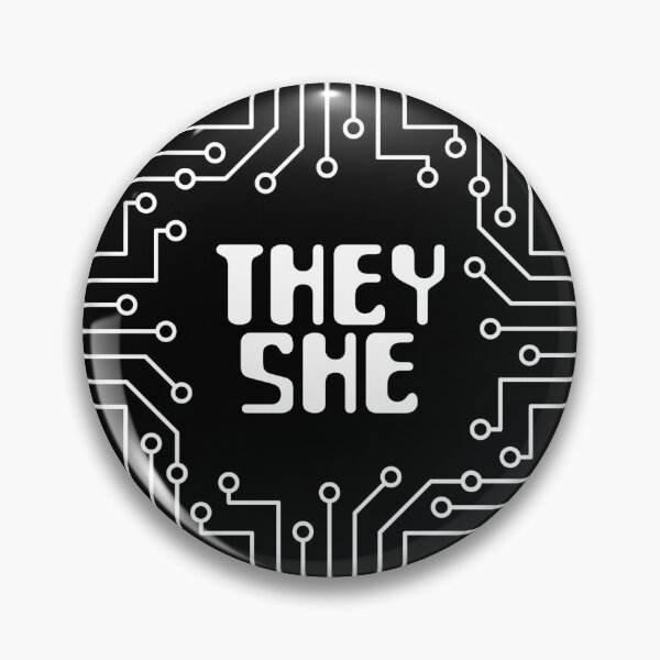 Item preview, White Circuit Board They/She Pronouns designed and sold by MoonMint.