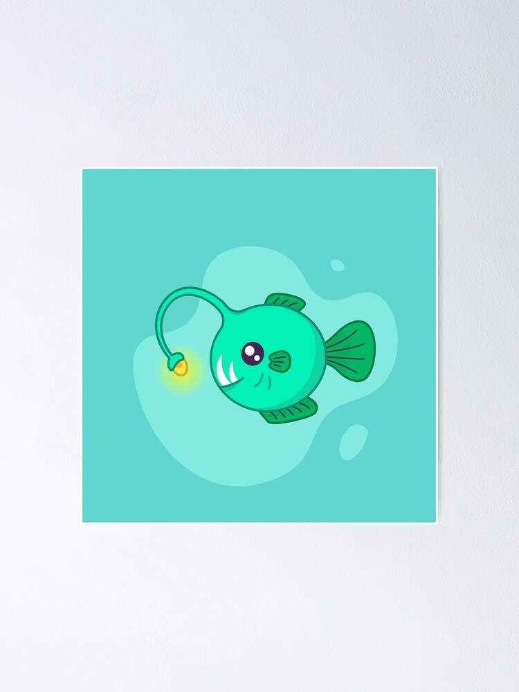 Cute Cartoon Angler Fish Poster for Sale by YourMateNate