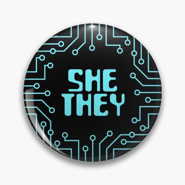 Item preview, Blue Circuit Board She/They Pronouns designed and sold by MoonMint.
