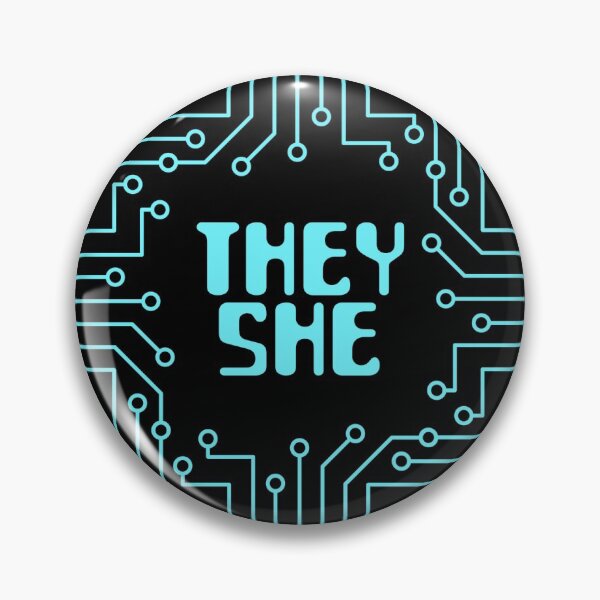 Item preview, Blue Circuit Board They/She Pronouns designed and sold by MoonMint.