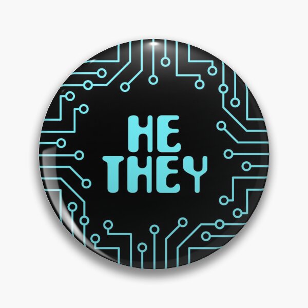 Item preview, Blue Circuit Board He/They Pronouns designed and sold by MoonMint.