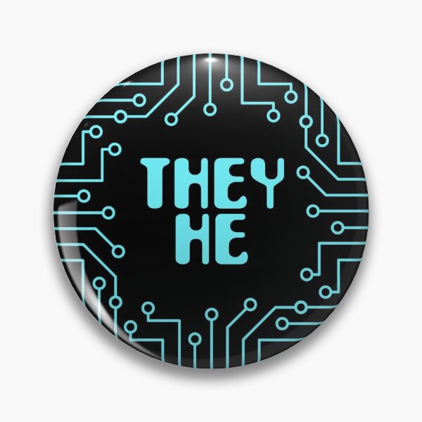 Item preview, Blue Circuit Board They/He Pronouns designed and sold by MoonMint.