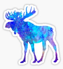 Moose Watercolor Art Sticker