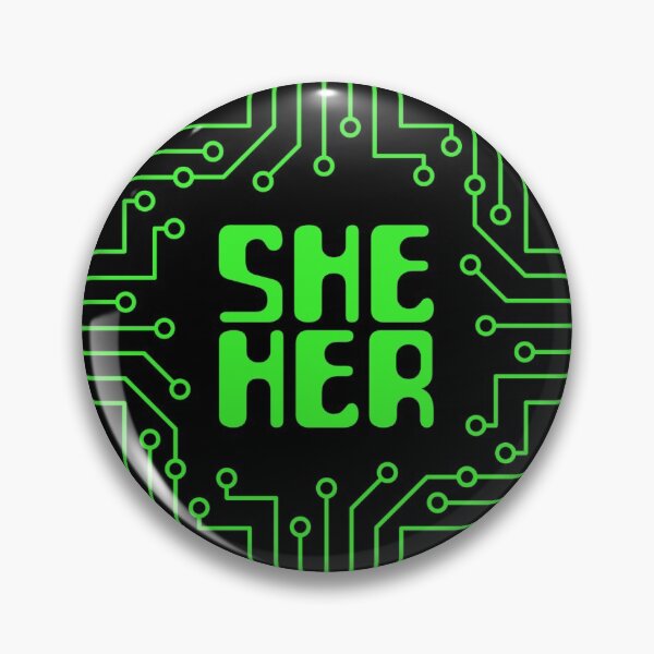 Item preview, Green Circuit She/Her Pronouns designed and sold by MoonMint.