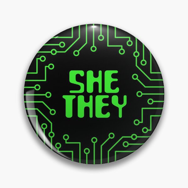 Item preview, Green Circuit Board She/They Pronouns designed and sold by MoonMint.