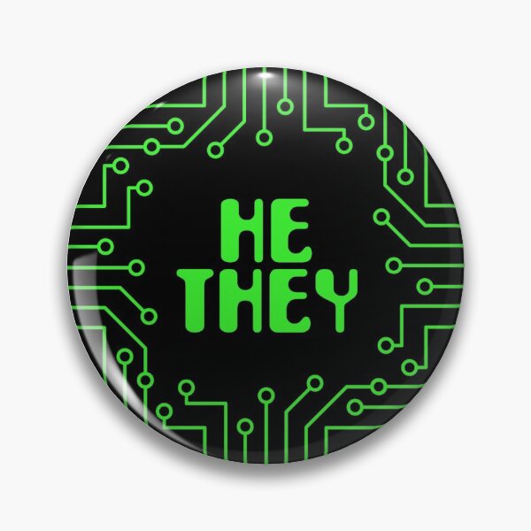 Item preview, Green Circuit Board He/They Pronouns designed and sold by MoonMint.