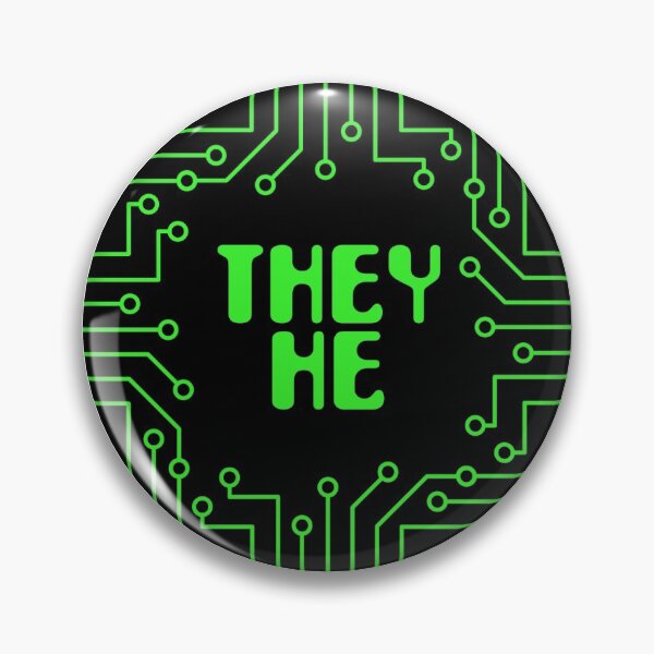 Item preview, Green Circuit Board They/He Pronouns designed and sold by MoonMint.