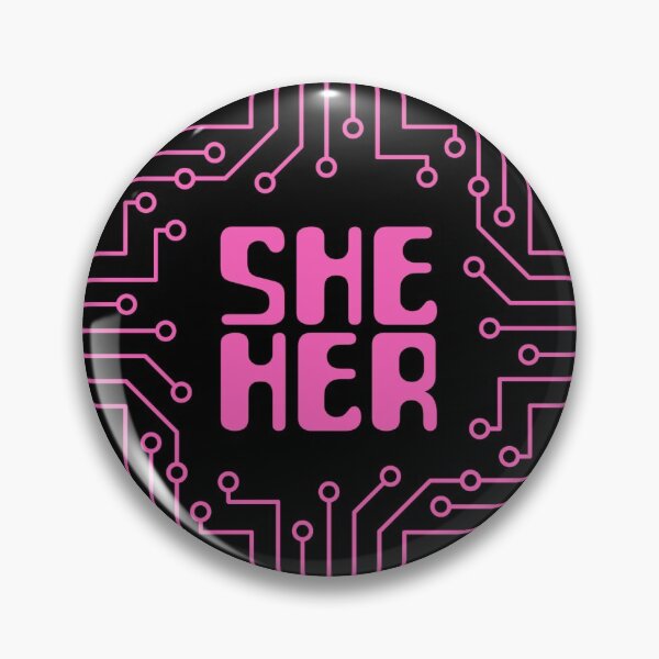 Item preview, Pink Circuit She/Her Pronouns designed and sold by MoonMint.