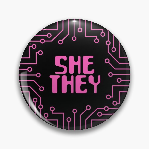 Item preview, Pink Circuit Board She/They Pronouns designed and sold by MoonMint.