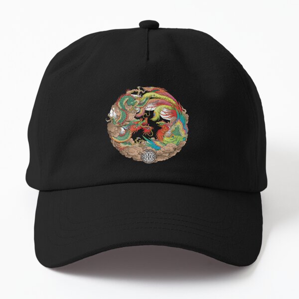 Oriental Dragon and Phoenix Fenghuang Chinese Mythical Circle Dad Hat