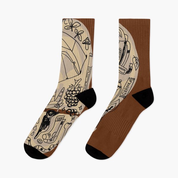 Item preview, Brown Hiking Boot Footprint "Backpacking Doodles" designed and sold by Boreal-Witch.