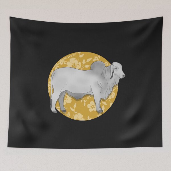 Item preview, Brahman Bull with Yellow Floral Pattern designed and sold by AmethystArtwork.