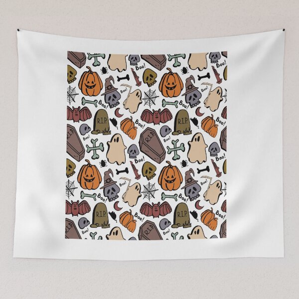 Item preview, Halloween pumpkin, candy, and witch hat pattern - seamless Halloween designed and sold by FirstTouch.