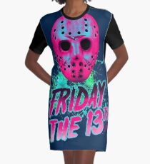 FRIDAY THE 13TH Neon V Graphic T-Shirt Dress