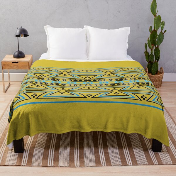 Item preview, Native American Traditional Ethnic Tribal Geometric Navajo Blanket Motif Pattern Yellow designed and sold by Anna Lemos.