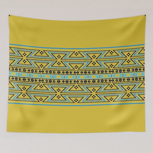 Item preview, Native American Traditional Ethnic Tribal Geometric Navajo Blanket Motif Pattern Yellow designed and sold by Anna Lemos.