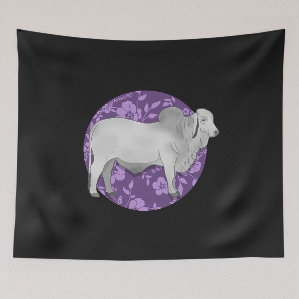 Item preview, Brahman Bull with Purple Floral Pattern designed and sold by AmethystArtwork.