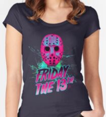 FRIDAY THE 13TH Neon V Women's Fitted Scoop T-Shirt