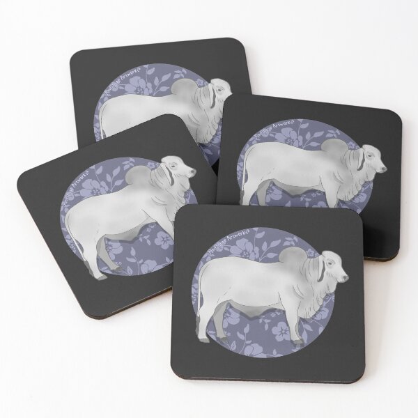Item preview, Brahman Bull with Indigo Floral Pattern designed and sold by AmethystArtwork.