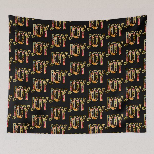 Item preview, JOY (bold letters in bright floral pattern) designed and sold by Ofeefee.