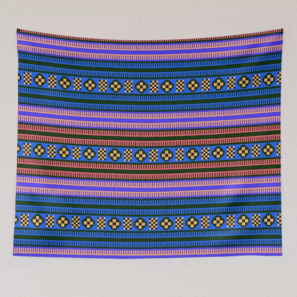 Item preview, Native American Traditional Ethnic Tribal Indian Blanket Motif Pattern Blue designed and sold by Anna Lemos.