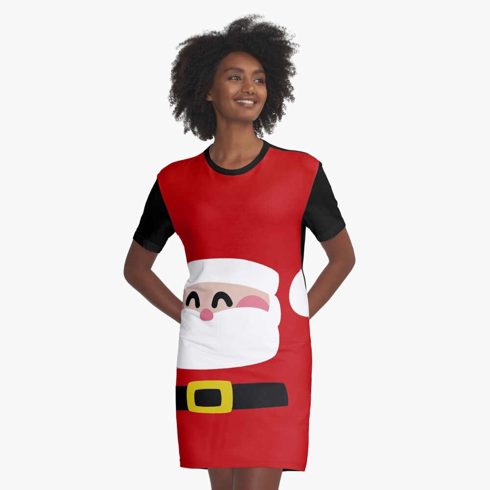Merry Christmas Santa Claus Graphic T-Shirt Dress