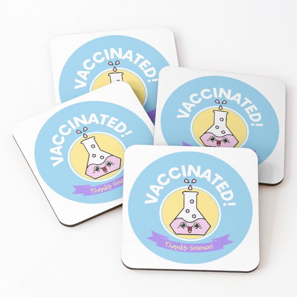 Item preview, Vaccinated Thanks Science with Pink Flask White Round Design - Cute, Funny Vaccinated Science designed and sold by Teetee94.