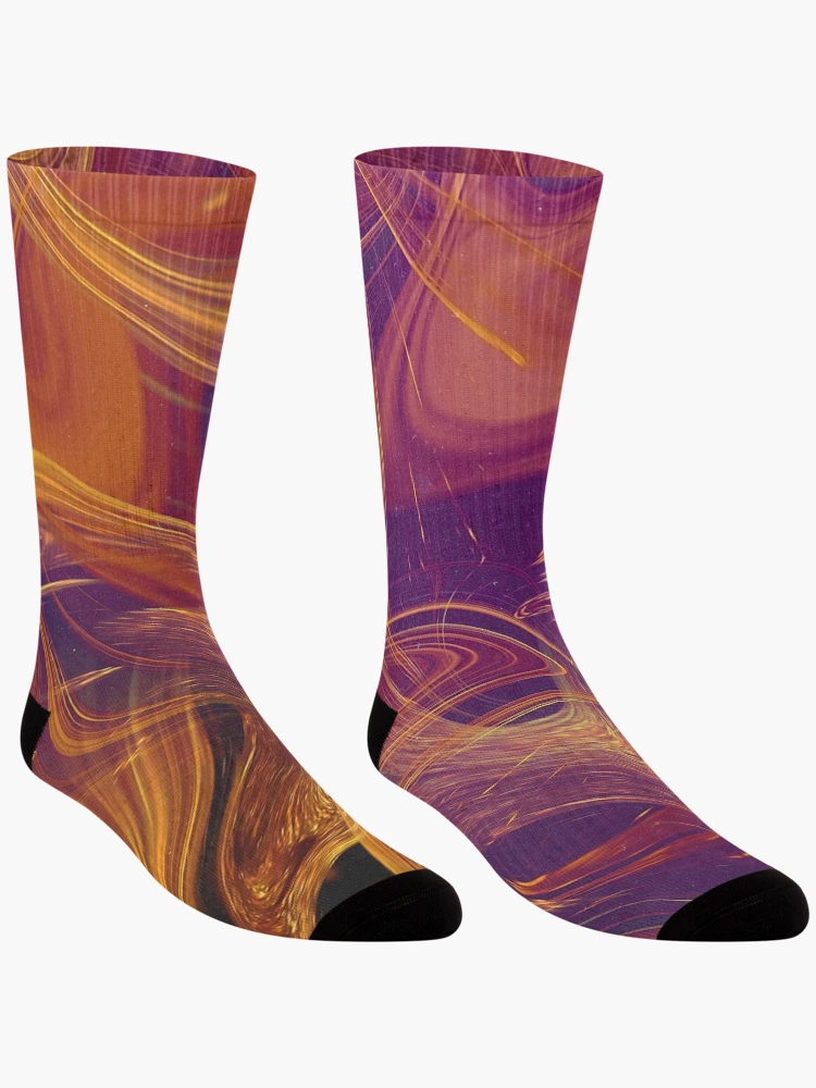 Thumbnail 3 of 5, Socks, Golden Wave Stripes designed and sold by ReesDesigns.
