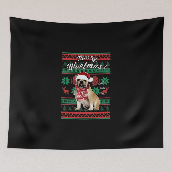 Item preview, Bulldog Merry Woofmas designed and sold by Elena Penny.