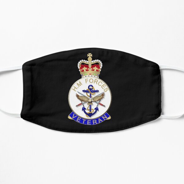 HM FORCES VETERAN BADGE. BRITISH VETERAN. ON BLACK. Flat Mask