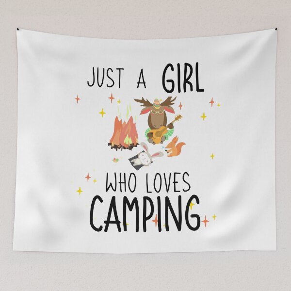 Item preview, Just A Girl Who Loves Camping | camping animals designed and sold by JooArtPrints  ★★★★★.