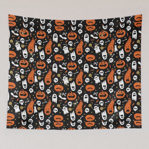 Item preview, Cute Ghosts Pumpkins Candies Bats Bones Skeletons Halloween Patterns  designed and sold by JooArtPrints  ★★★★★.