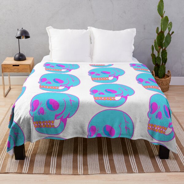 Item preview, Skull Neon Blue Pink designed and sold by BeeMeCreative.