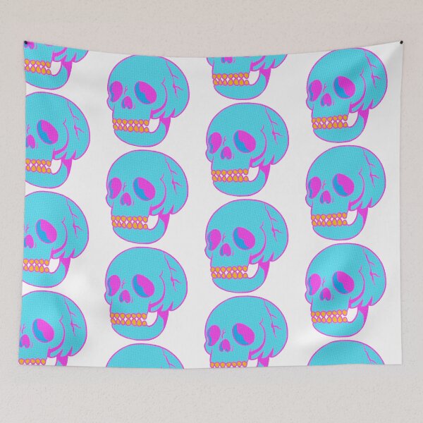 Item preview, Skull Neon Blue Pink designed and sold by BeeMeCreative.