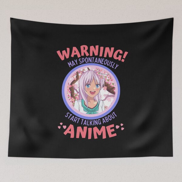 Item preview, Warning May Spontaneously Start Talking About Anime Cute Girl, Cherry Blossoms,  Black - Funny Otaku Anime Lover designed and sold by Teetee94.