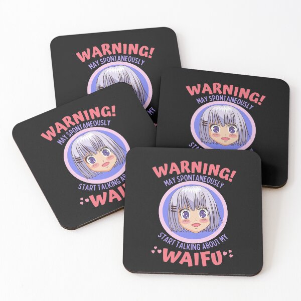 Item preview, Warning May Spontaneously Start Talking About my Waifu, Cute Anime Girl, Black - Funny Otaku Anime Lover designed and sold by Teetee94.