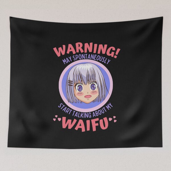 Item preview, Warning May Spontaneously Start Talking About my Waifu, Cute Anime Girl, Black - Funny Otaku Anime Lover designed and sold by Teetee94.