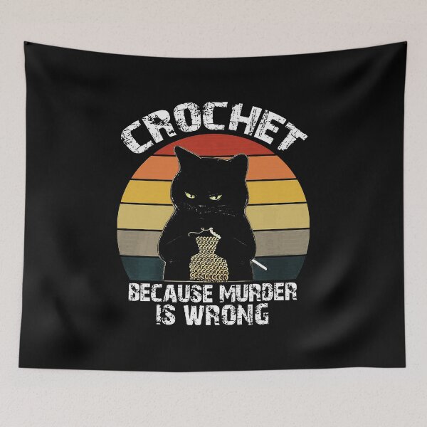 Item preview, BLACK CAT CROCHET BECAUSE MURDER IS WRONG VINTAGE designed and sold by Gerardo72.