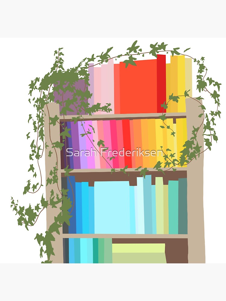 "Rainbow bookshelf with vines" Sticker for Sale by ArtAndFlowers