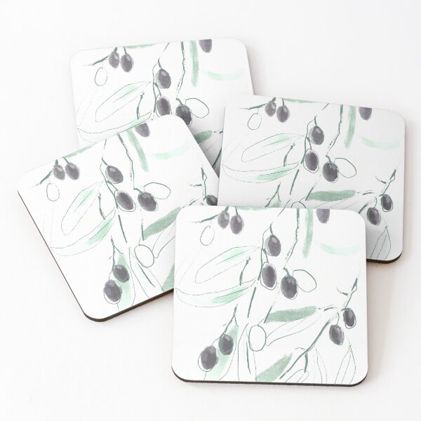 Item preview, Black Mediterranean olives on branch designed and sold by orangerinka.