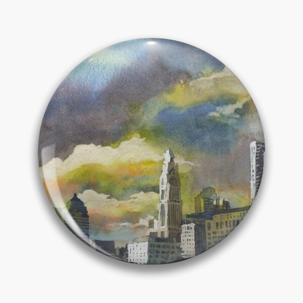 Item preview, Columbus, OH skyline at sunset.  Watercolor painting of Columbus, Ohio  designed and sold by rfoxphoto.