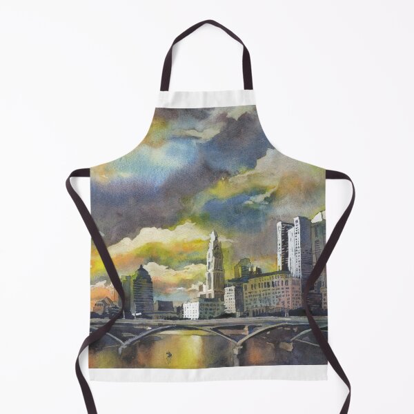 Item preview, Columbus, OH skyline at sunset.  Watercolor painting of Columbus, Ohio  designed and sold by rfoxphoto.