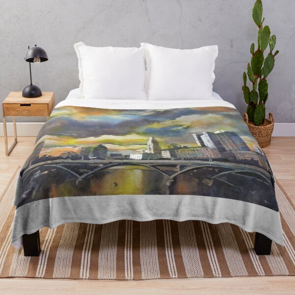 Item preview, Columbus, OH skyline at sunset. Watercolor painting of Columbus, Ohio designed and sold by rfoxphoto.