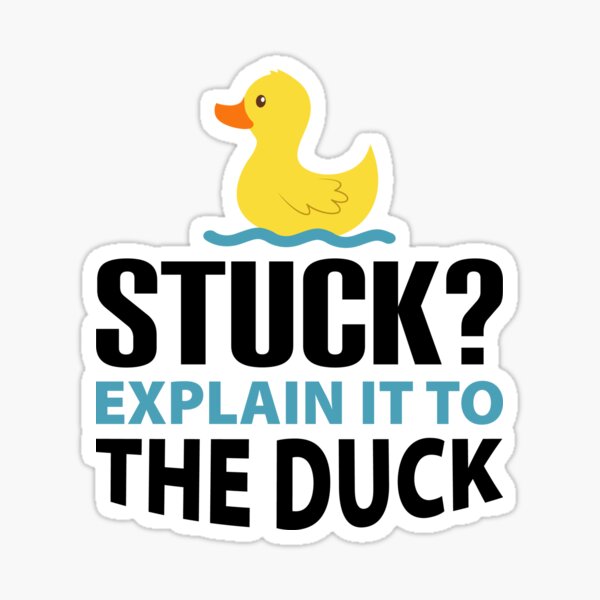 Aperçu de l'œuvre  Bloqué? expliquez-le au canard - Débogage de canard en caoutchouc - Cadeau drôle de canard pour programmeur créée et vendue par yass-art.