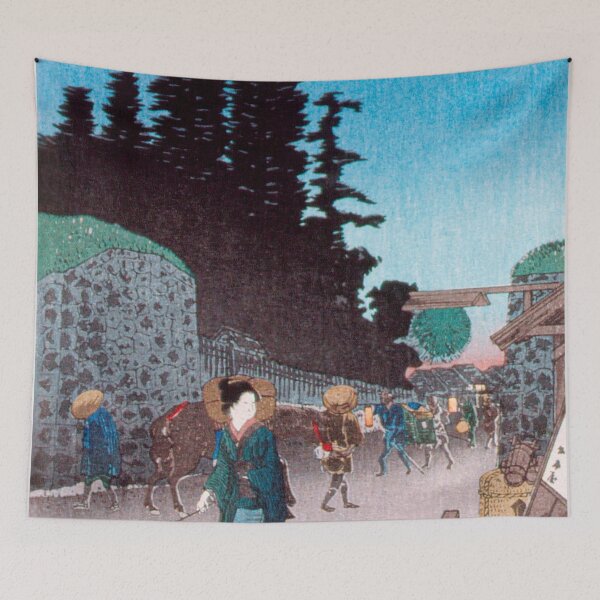 Item preview, Japanese Woodblock Art The Big Gate at Yotsuya (ca.1924–1927) by Hiroaki Takahashi designed and sold by Designedbysm.