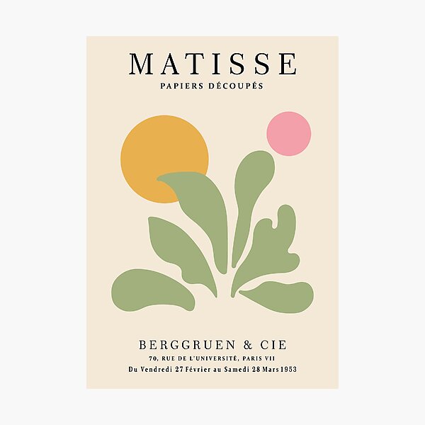 Item preview, Henri Matisse homage Green Coral Sun Cut outs Modern Gallery Wall decor Print designed and sold by AtelierDiKoko.