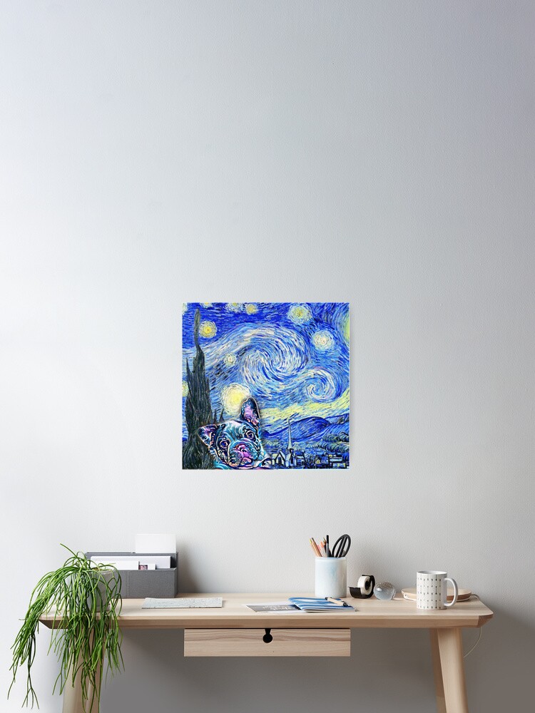 Thumbnail 2 of 3, Poster, Starry Frenchie designed and sold by Rebeccathecool2.