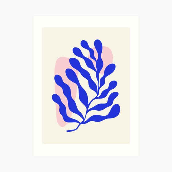 Blue Matisse Ferns Art Print