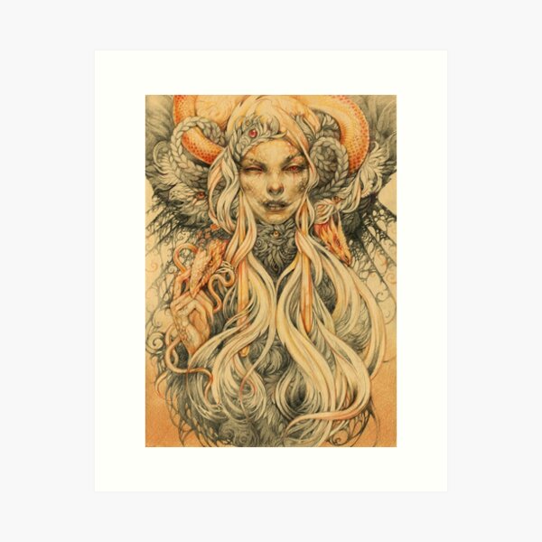 Item preview, Eerie lady with golden snakes designed and sold by DalfaArt.